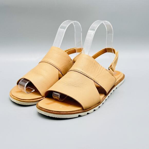 Sorel Sandals Womens 7.5 Brown Leather Slingback Ella II Flat Comfort Walking - Picture 4 of 13